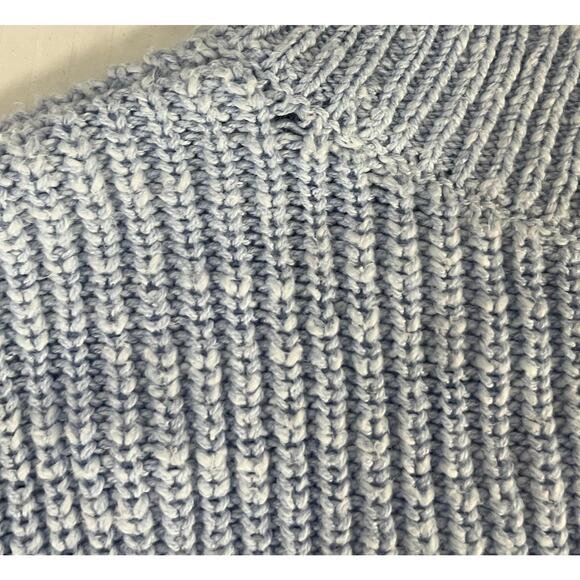 Loft Light Blue Chunky Knit Button Up V Neck Cardigan Sweater Reg Size Small - Picture 4 of 6